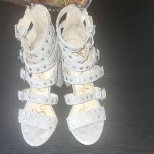 Gray Strappy Studded Sandals